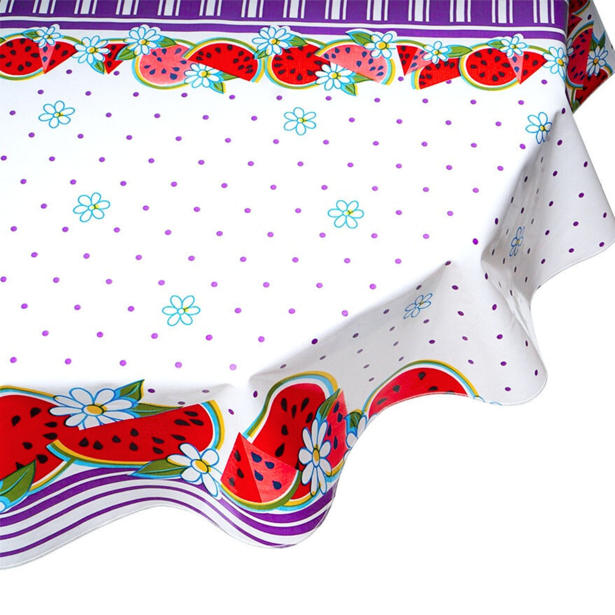freckled sage round watermelon purple oilcloth tablecloth