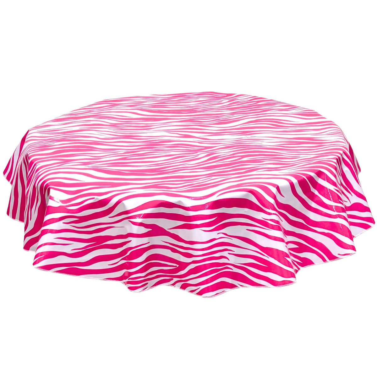 freckled sage round zebra pink oilcloth tablecloth