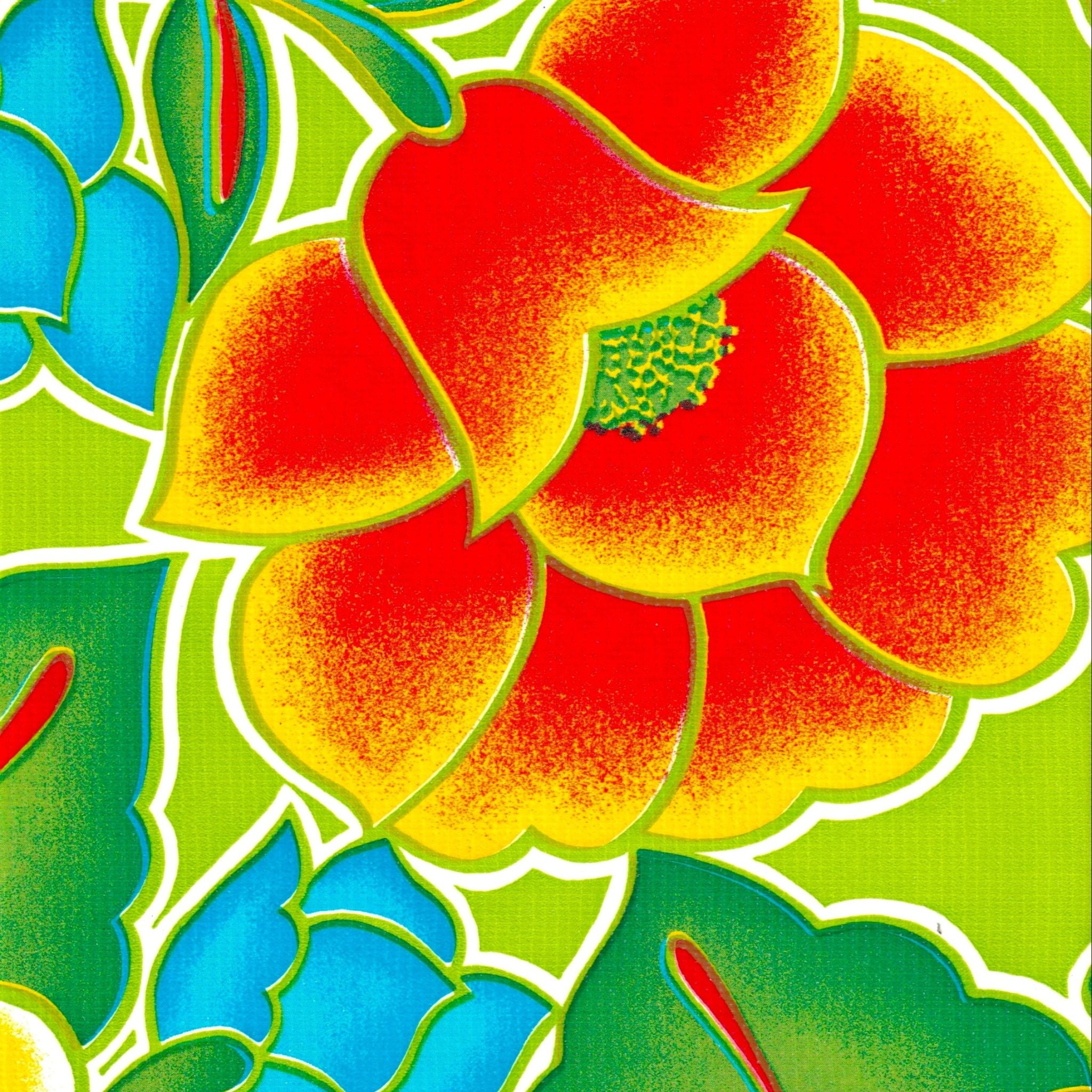 sage's garden lime green oilcloth swatch