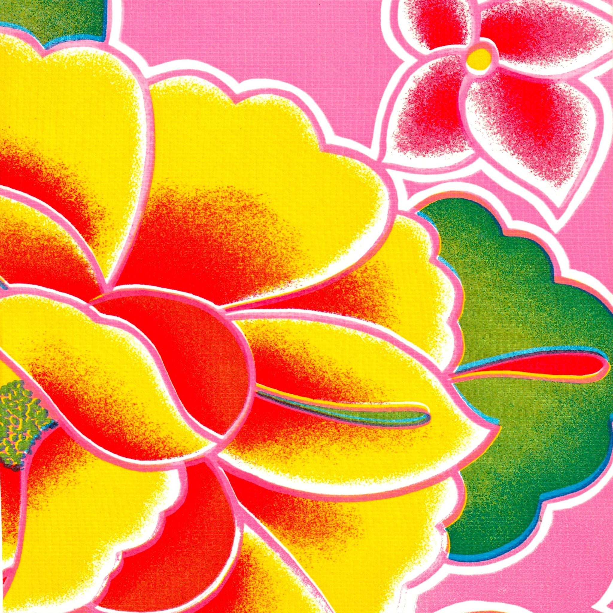 sage's garden pink oilcloth swatch