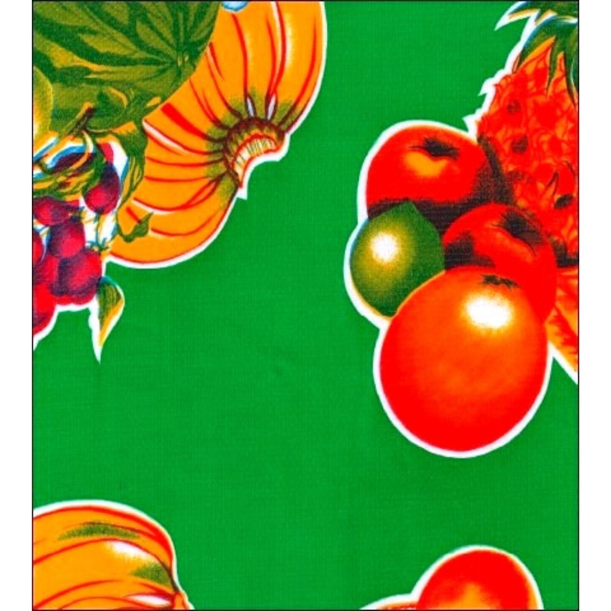 tropical fruit green oilcloth swatch