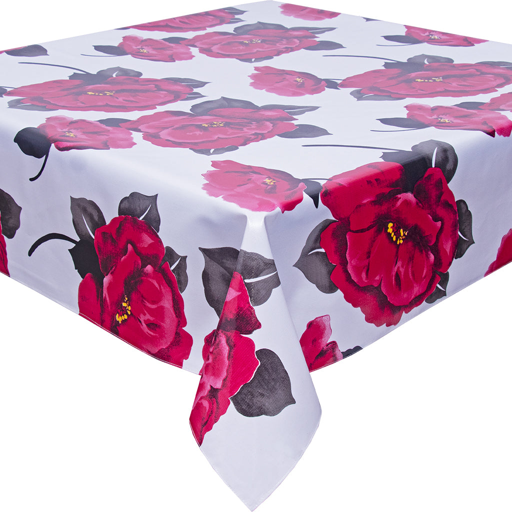 oilcloth by the yard Gardenia White oilcloth tablecloth