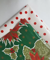 OilclothByTheYard.com Christmas Placemat Kit in Stars on green and dot red oilcloth