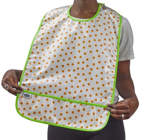 freckled sage dot orange adult bib