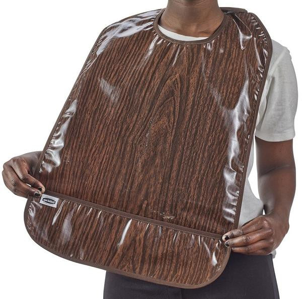 freckled sage faux bois adult bib