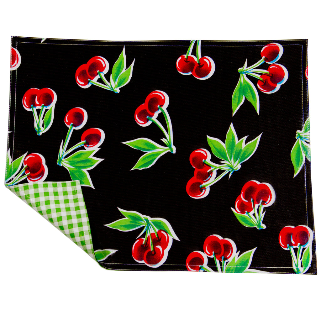 freckled sage cherry black/gingham lime green placemat