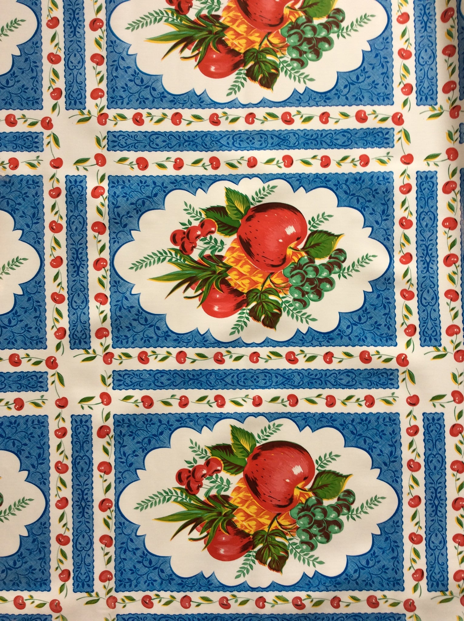Buy Country Apple Blue Oilcloth Fabric Oilcloth By The Yard