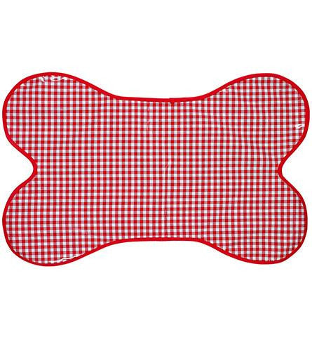 Freckled Sage Oilcloth Dog Mat in Red gingham