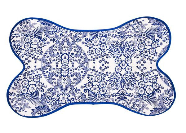 Freckled Sage Dog Mat in Toile Blue
