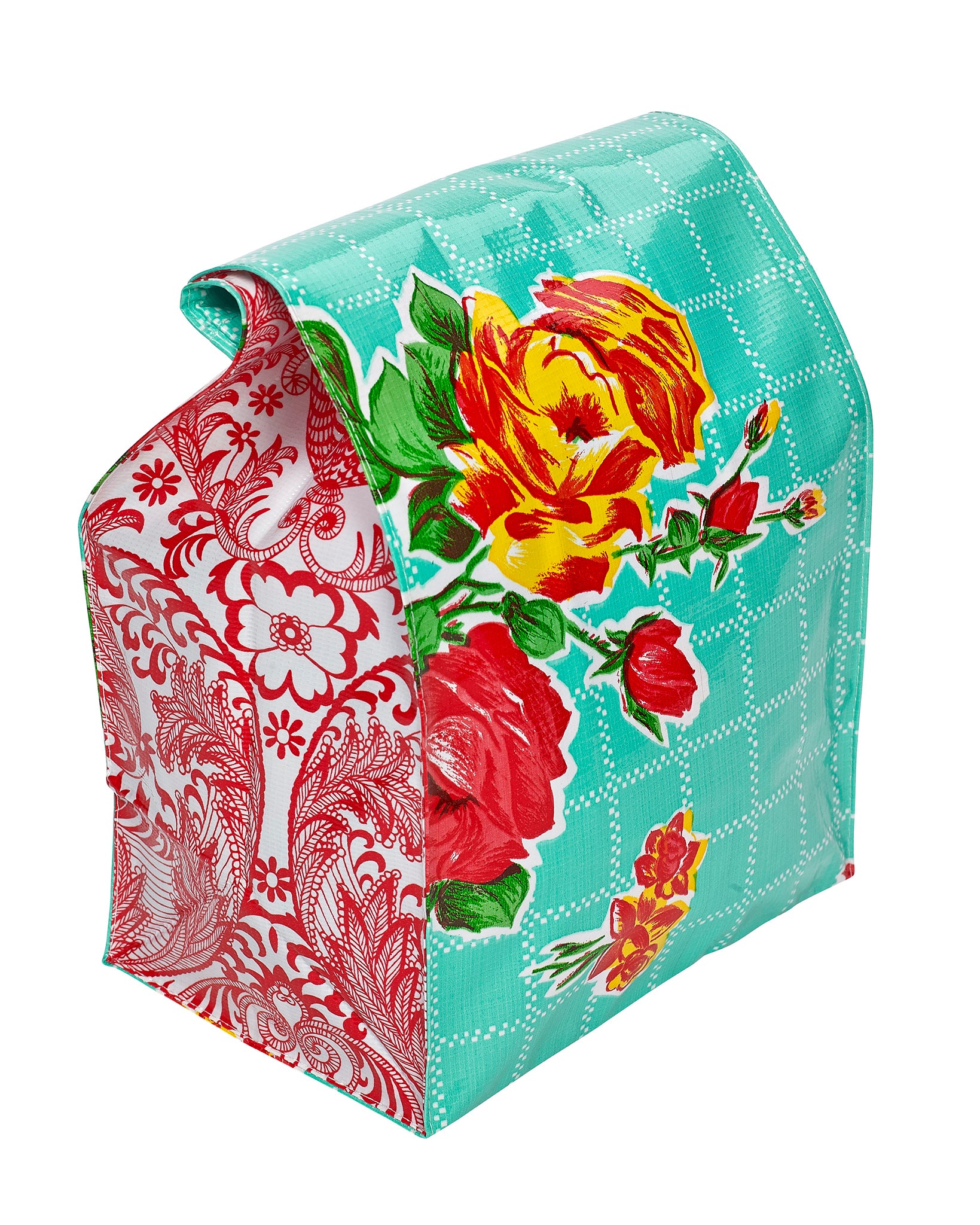 Freckled Sage Lunch Bag rose and grid Aqua