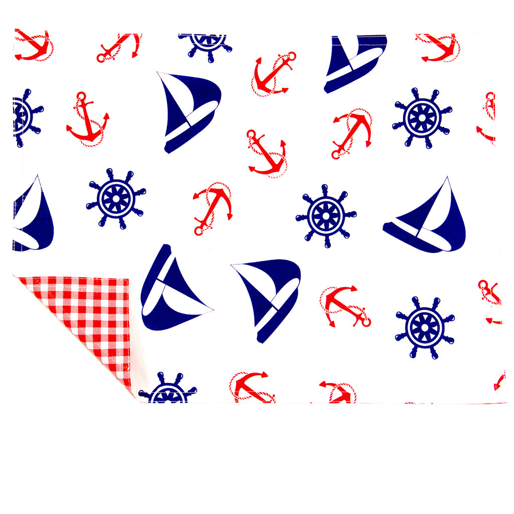 freckled sage nautical red and blue/gingham red placemat