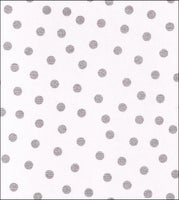silver polka dots  on solid white oilcloth