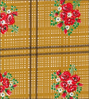 Red  Bouquet on Tan oilcloth