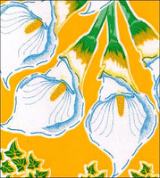 Calla Lillies on Yellow oilcloth fabric