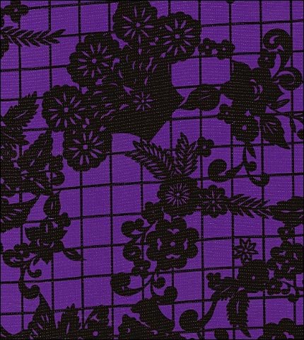 oilcloth by the yard day of the dead black on purple swatch