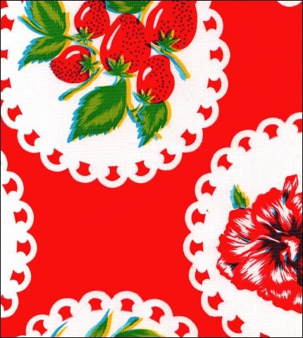 oilcloth by the yard doily 2 red swatch