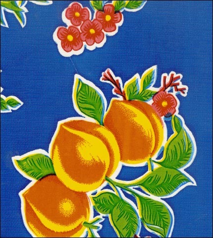 Fruit Basket on Blue oilcloth swatch
