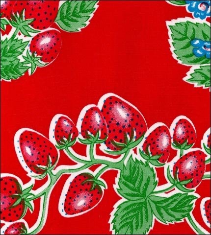 Strawberries on Red oilcloth