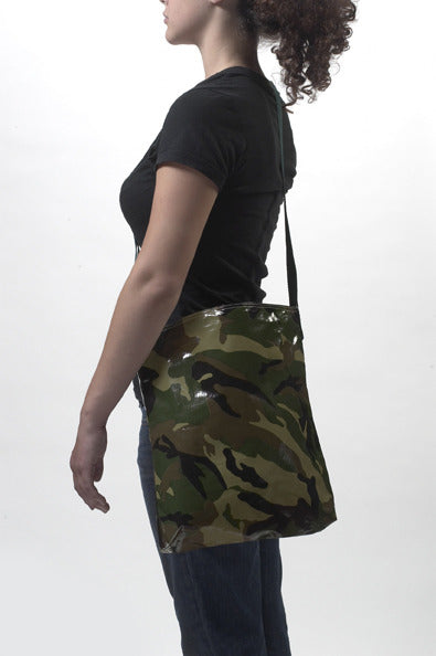 freckled sage camo green crossover bag