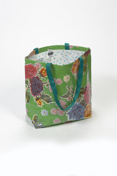 Freckled Sage Oilcloth Market bag in Mum Green