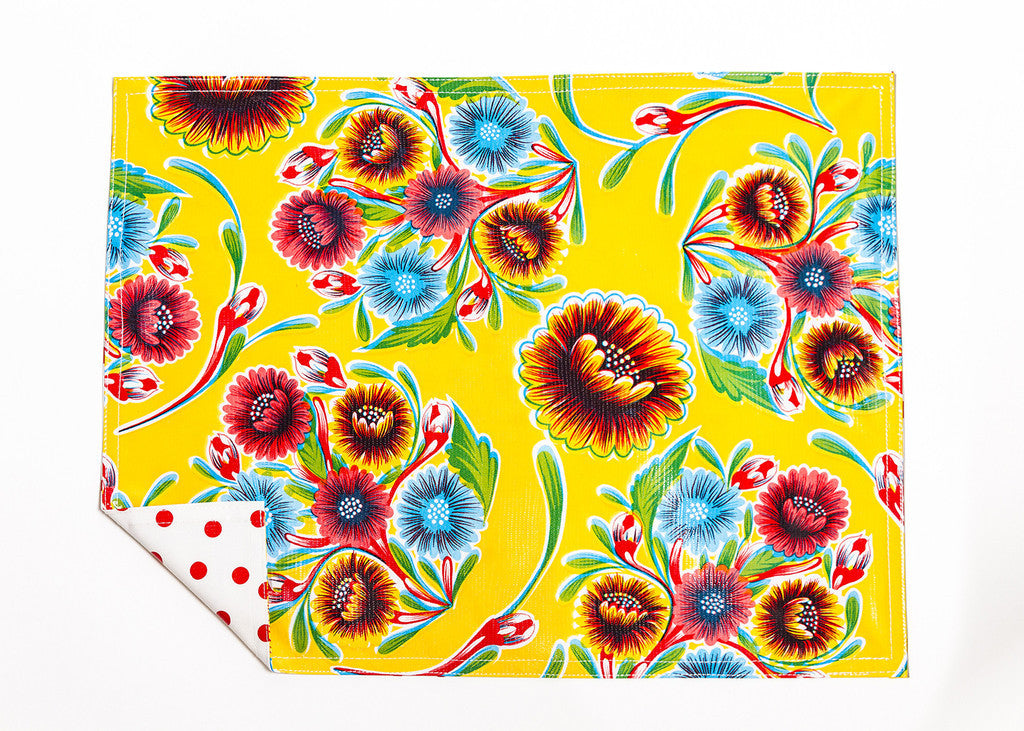 freckled sage bloom yellow/dot red placemat