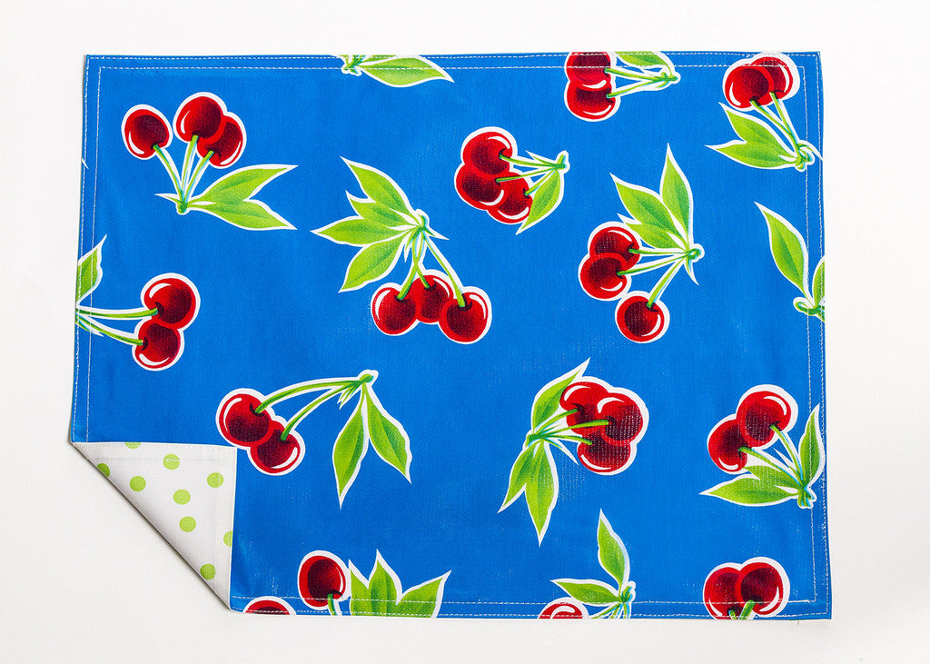 freckled sage cherry blue/dot lime placemat