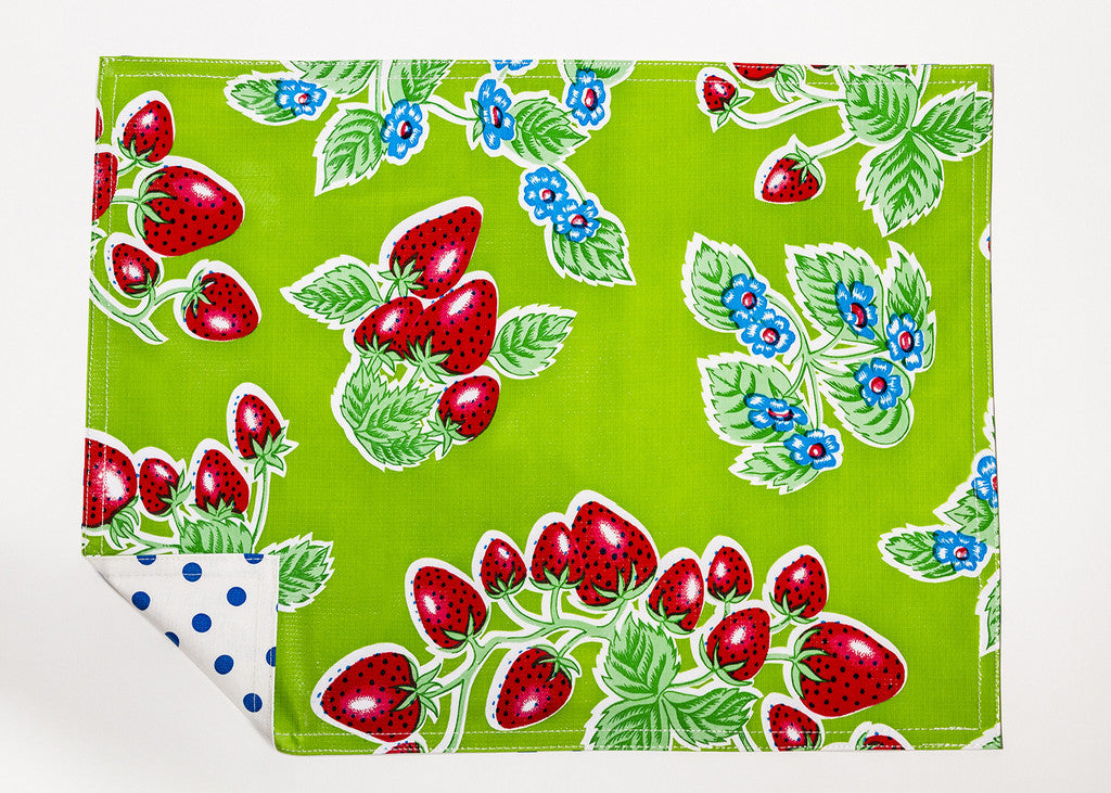 freckled sage strawberry green/dot blue placemat