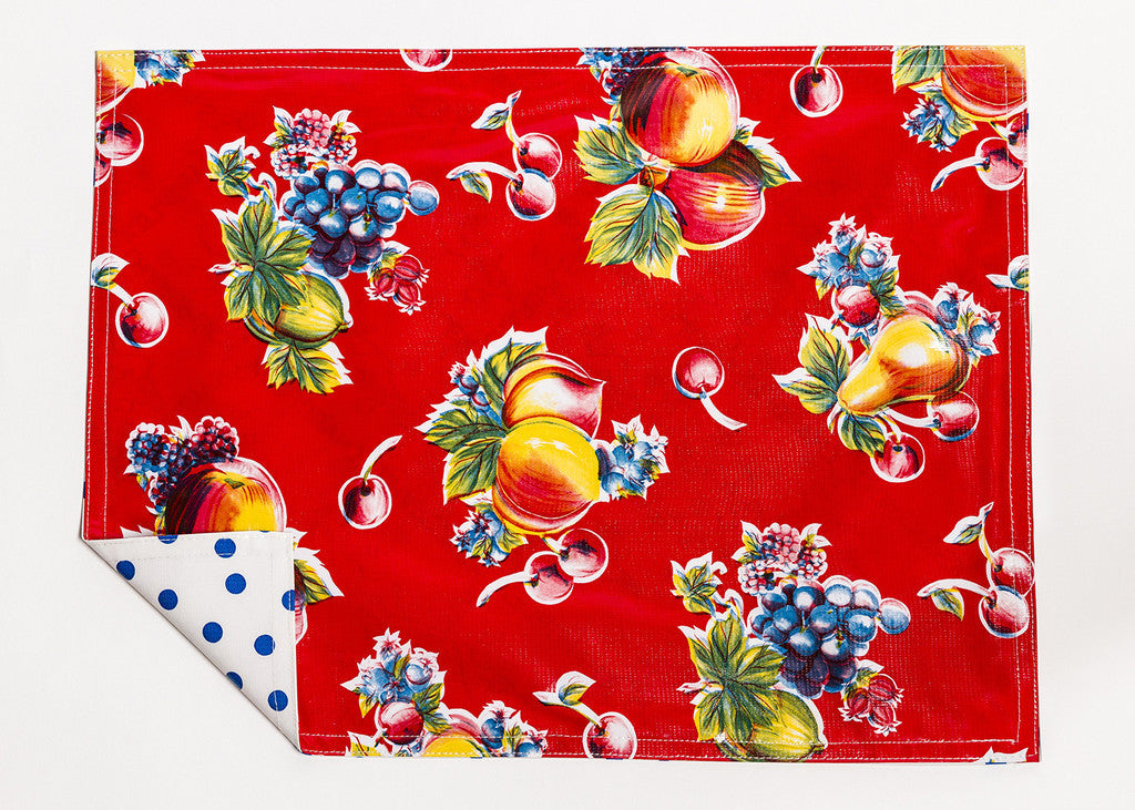 freckled sage retro red/dot blue placemat