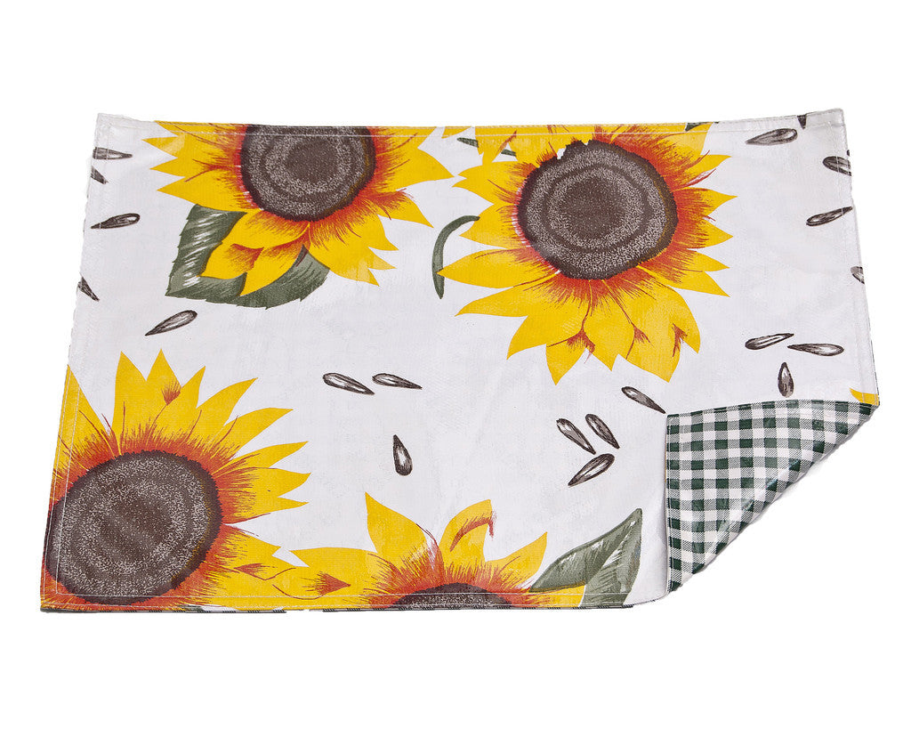 freckled sage sunflower/gingham dark green placemat
