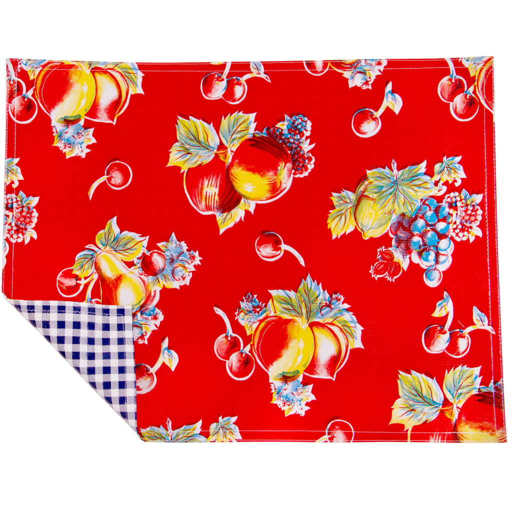 freckled sage retro red/gingham navy blue placemat