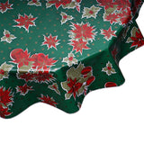Christmas Stars Green round oilcloth tablecloth