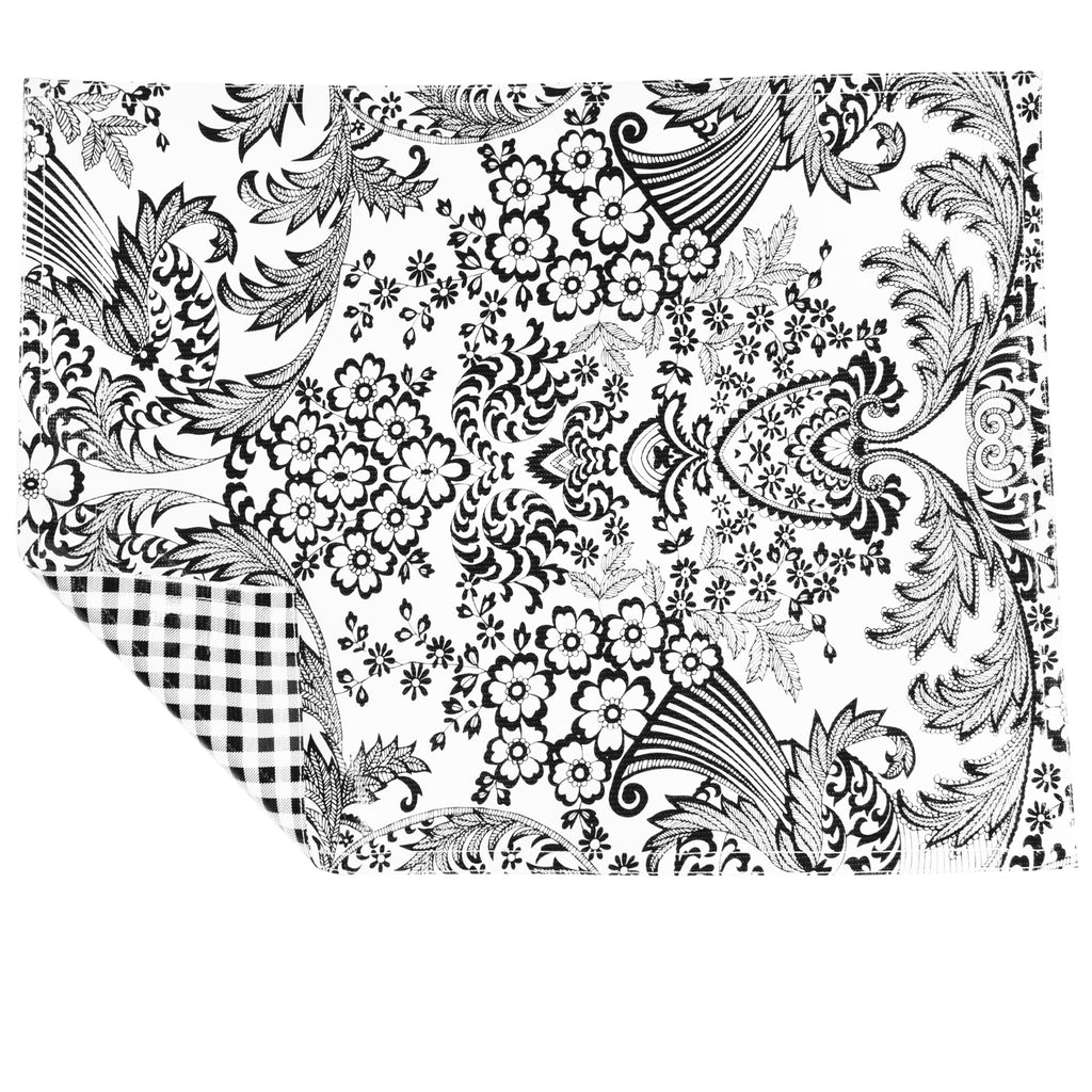 freckled sage toile black/gingham black placemat