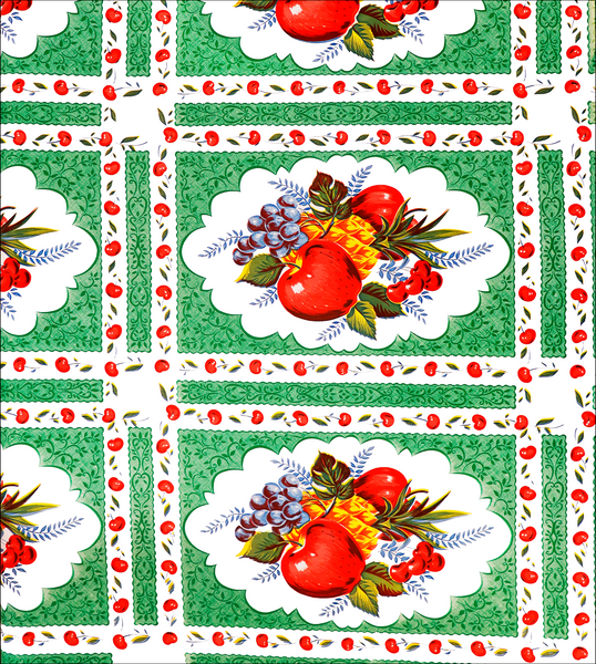 Country Apples  with Green oilcloth swatch