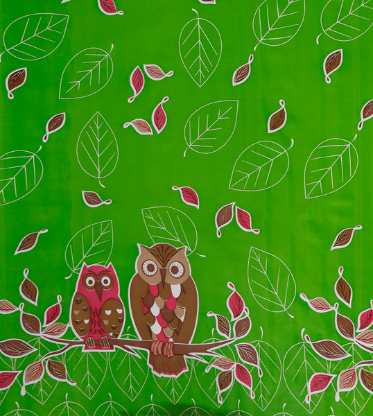 Owls on Green round oilcloth tablecloth