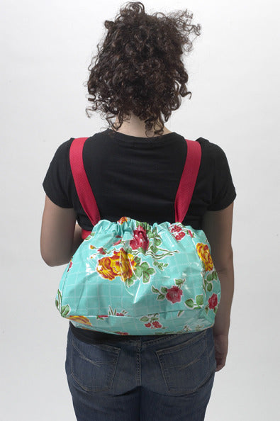 Freckled Sage Rose and Grid Aqua bike bag 2