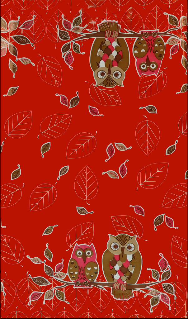 Owls Oilcloth In Red!