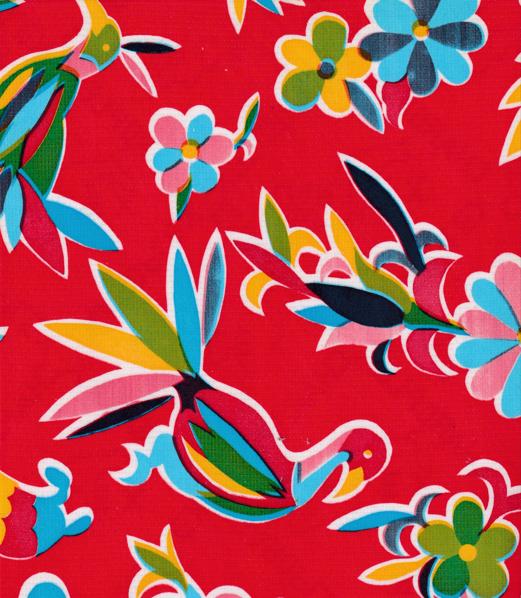 oilcloth by the yard animal wonderland red 
 swatch
