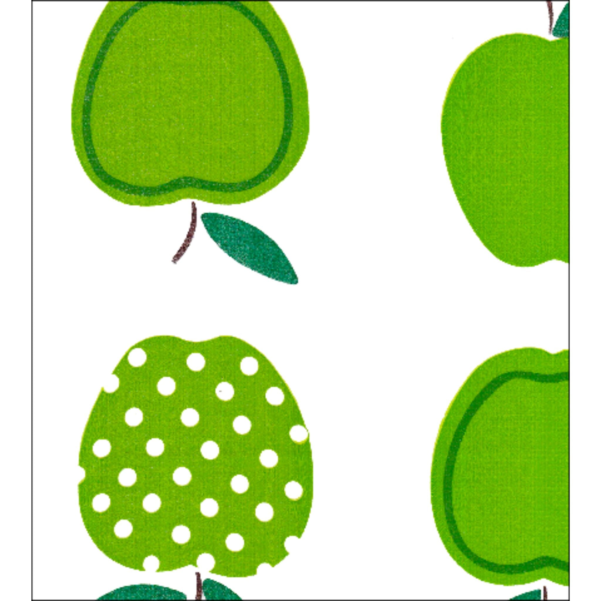 apples and dots lime green oilcloth swatch