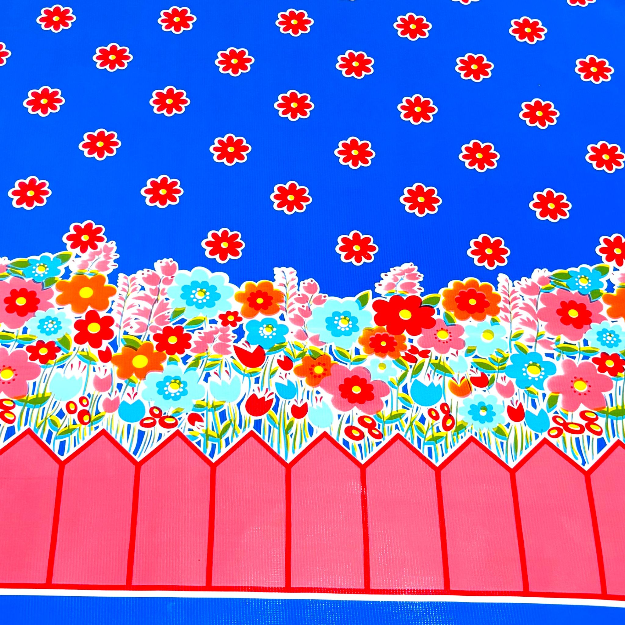 backyard blue oilcloth swatch