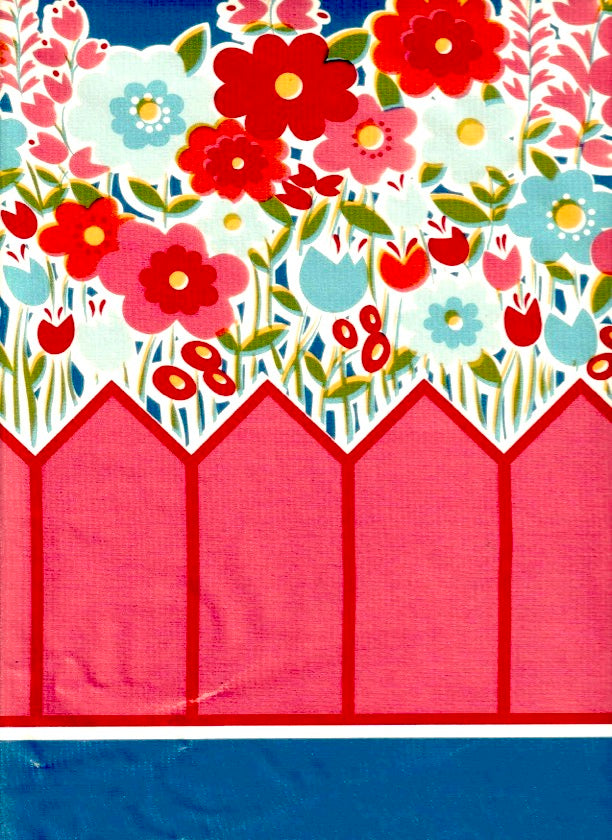 Backyard Blue Oilcloth Fabric