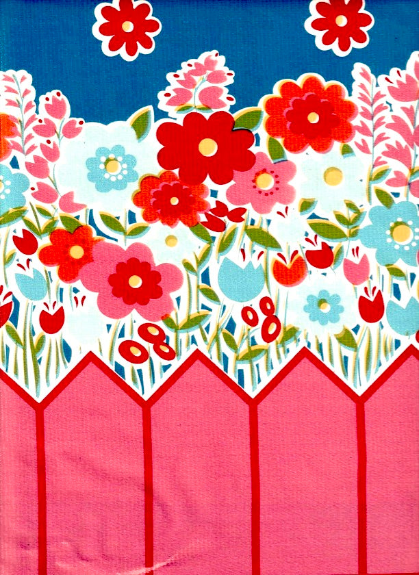 Backyard Blue Oilcloth Fabric