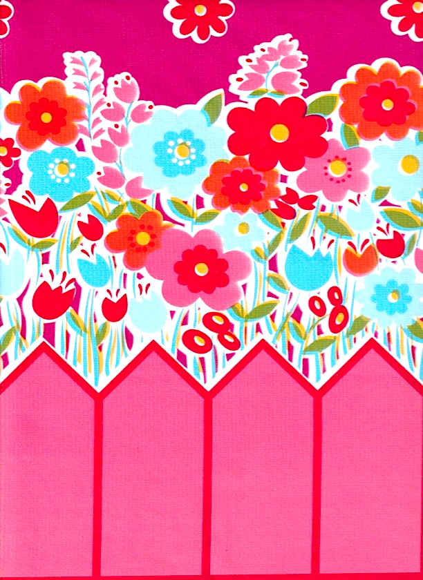 Backyard Fuscia Oilcloth Fabric