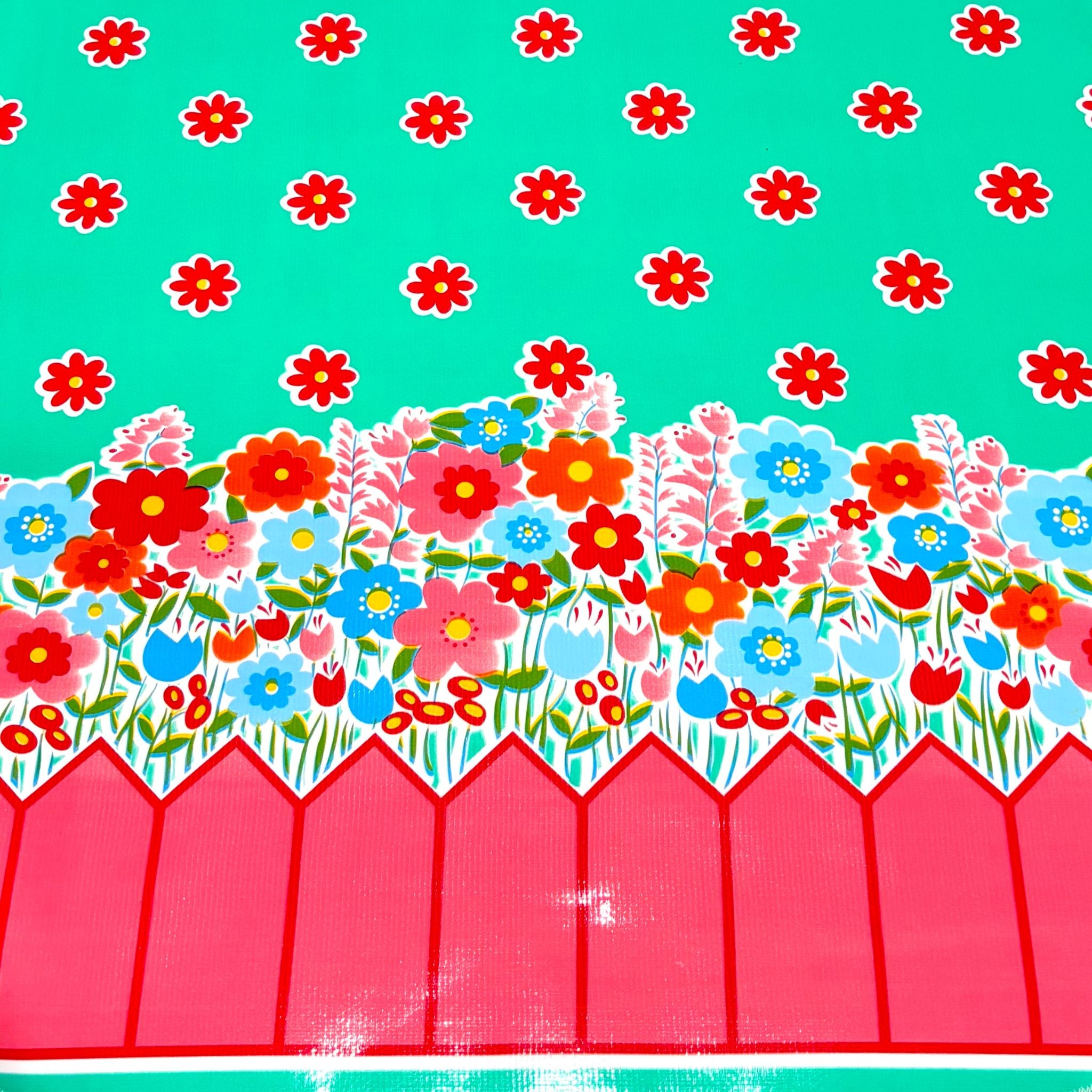 backyard aqua oilcloth swatch