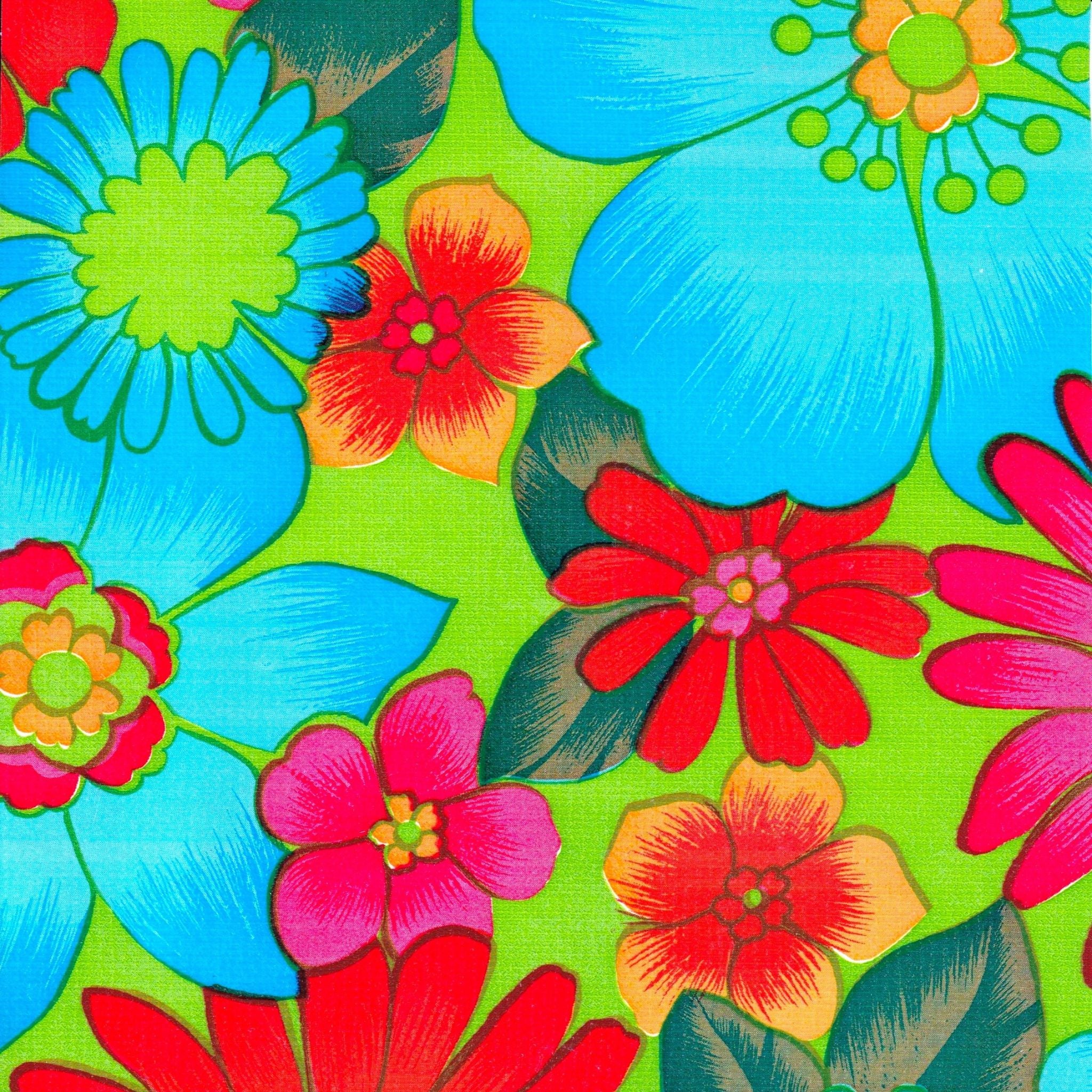 betty's bunch lime green oilcloth swatch