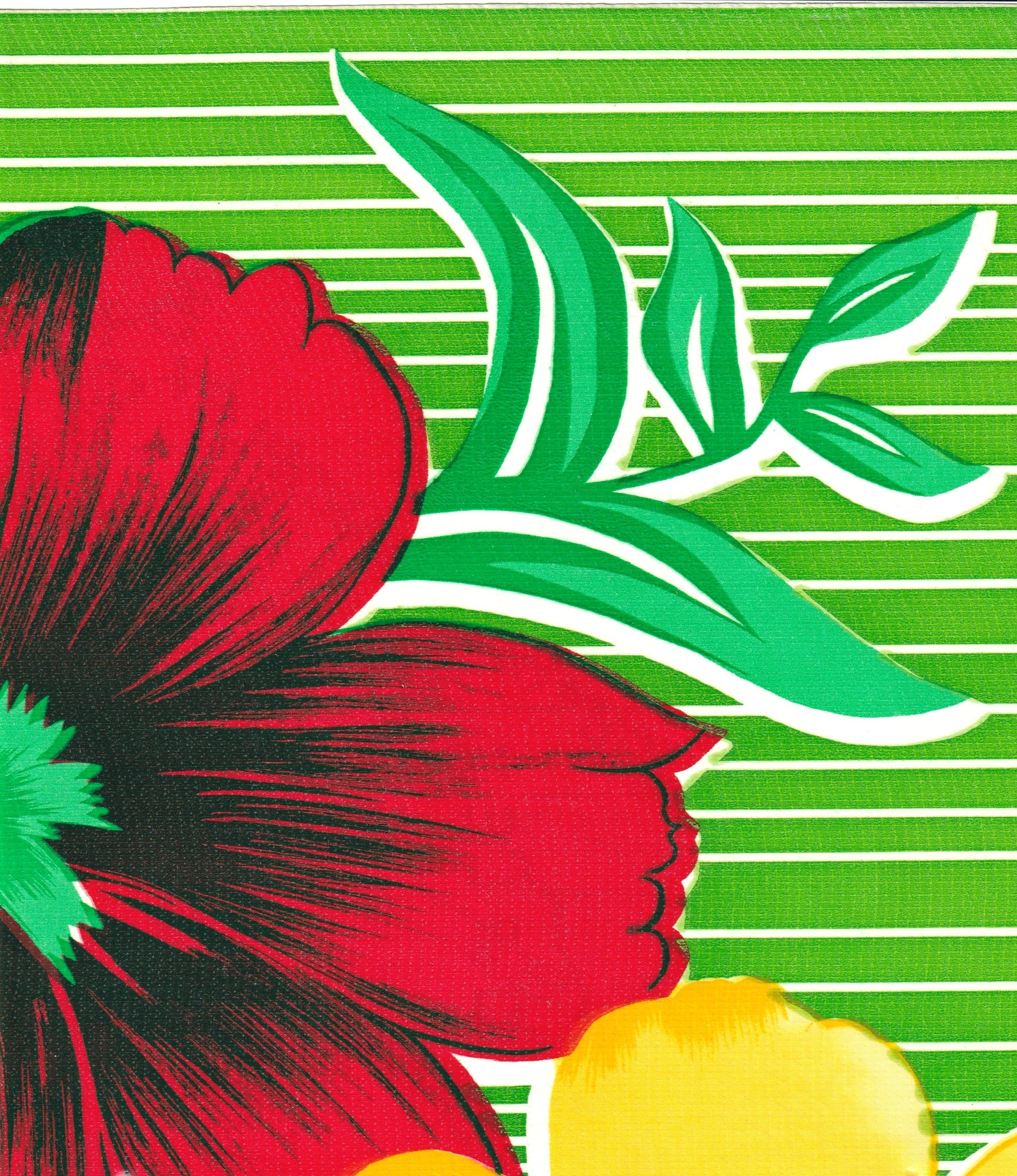 oilcloth by the yard big flowers and stripes lime green swatch