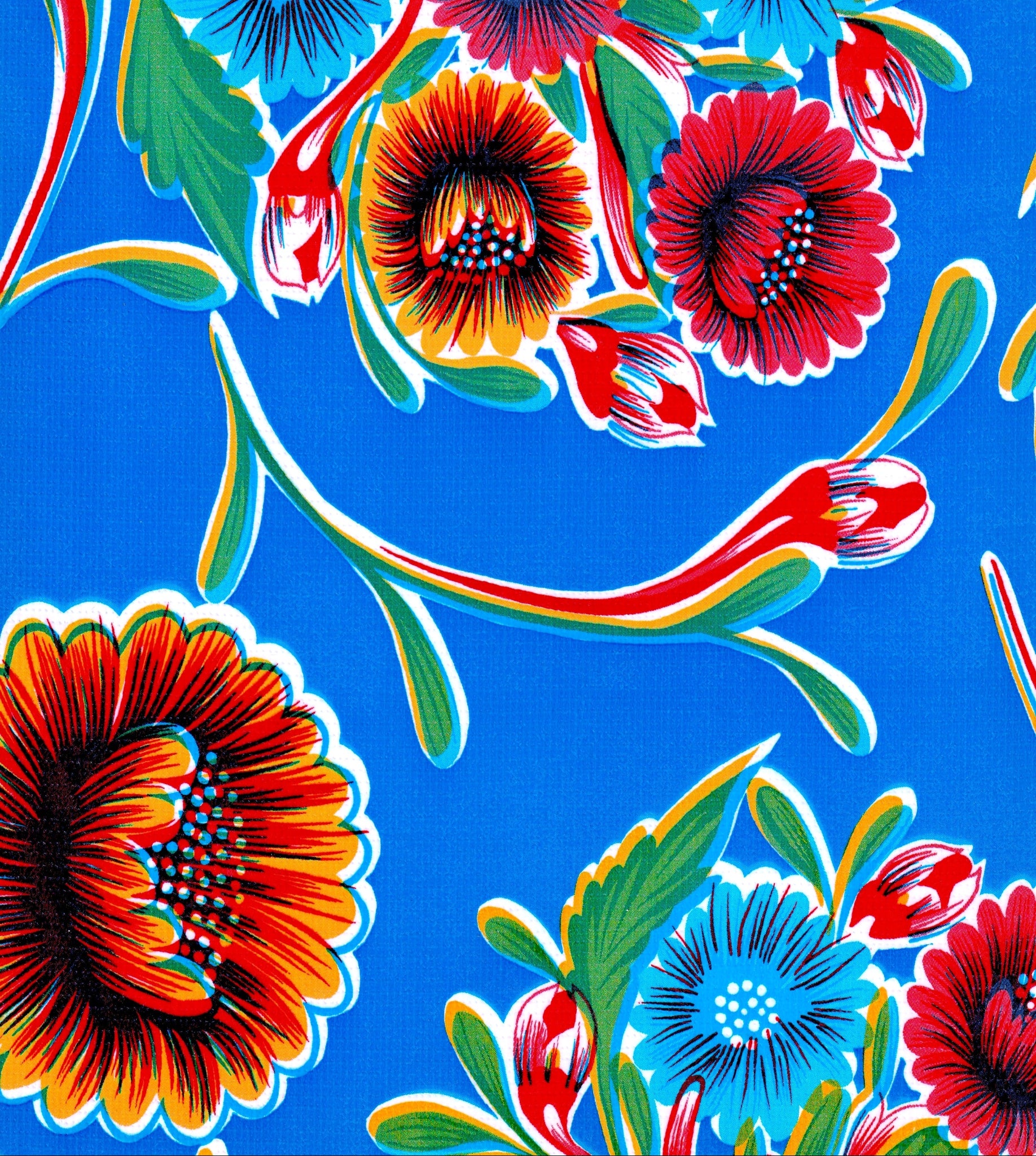oilcloth by the yard bloom blue swatch