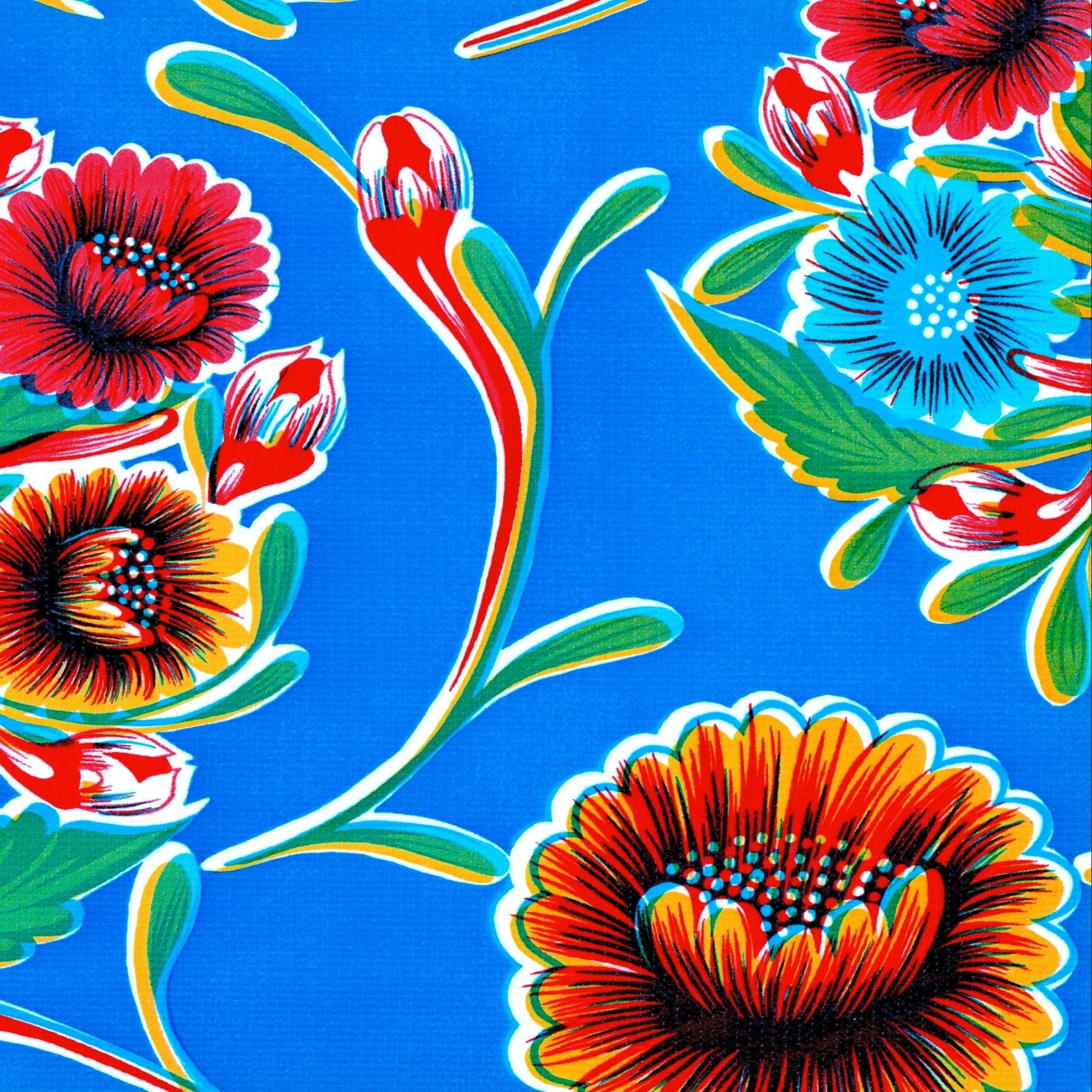 bloom blue oilcloth swatch