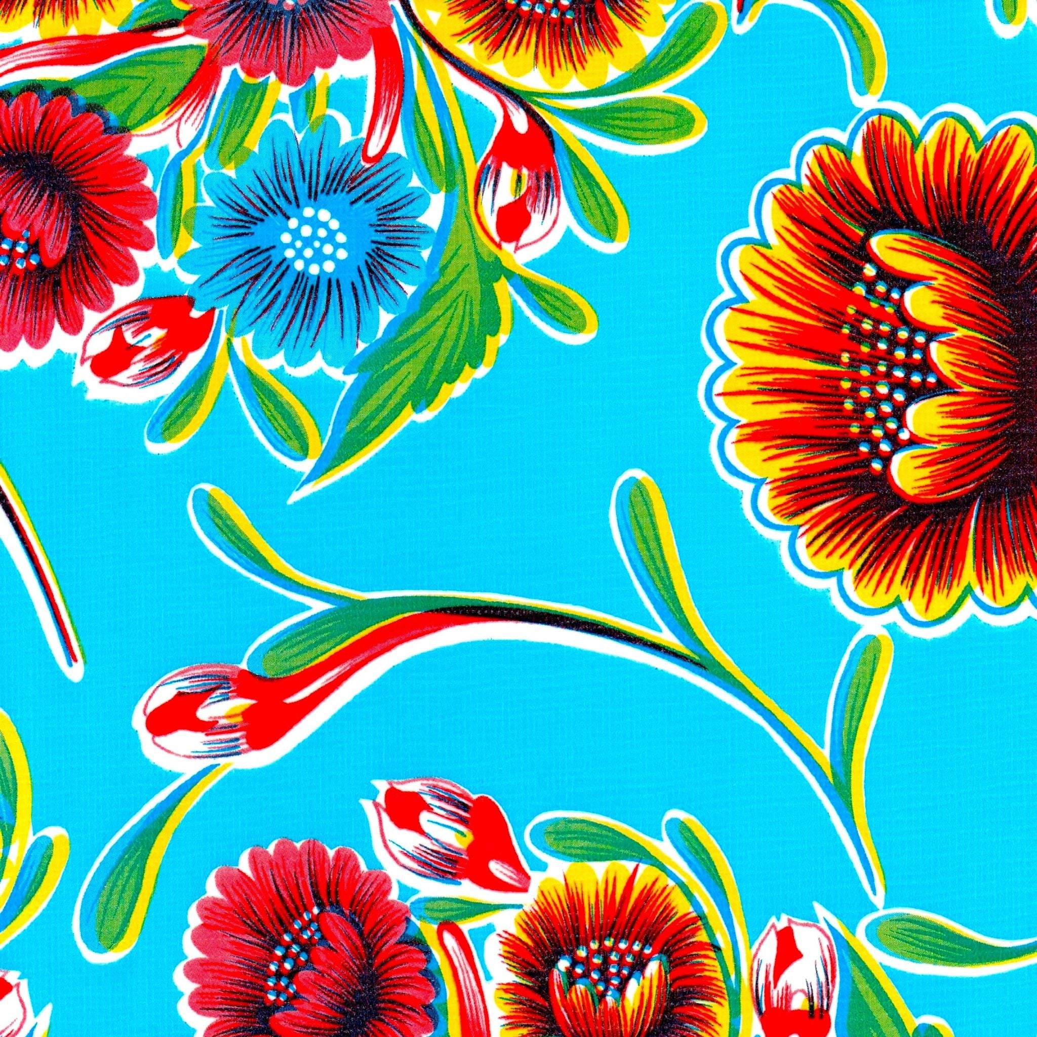 bloom light blue oilcloth swatch