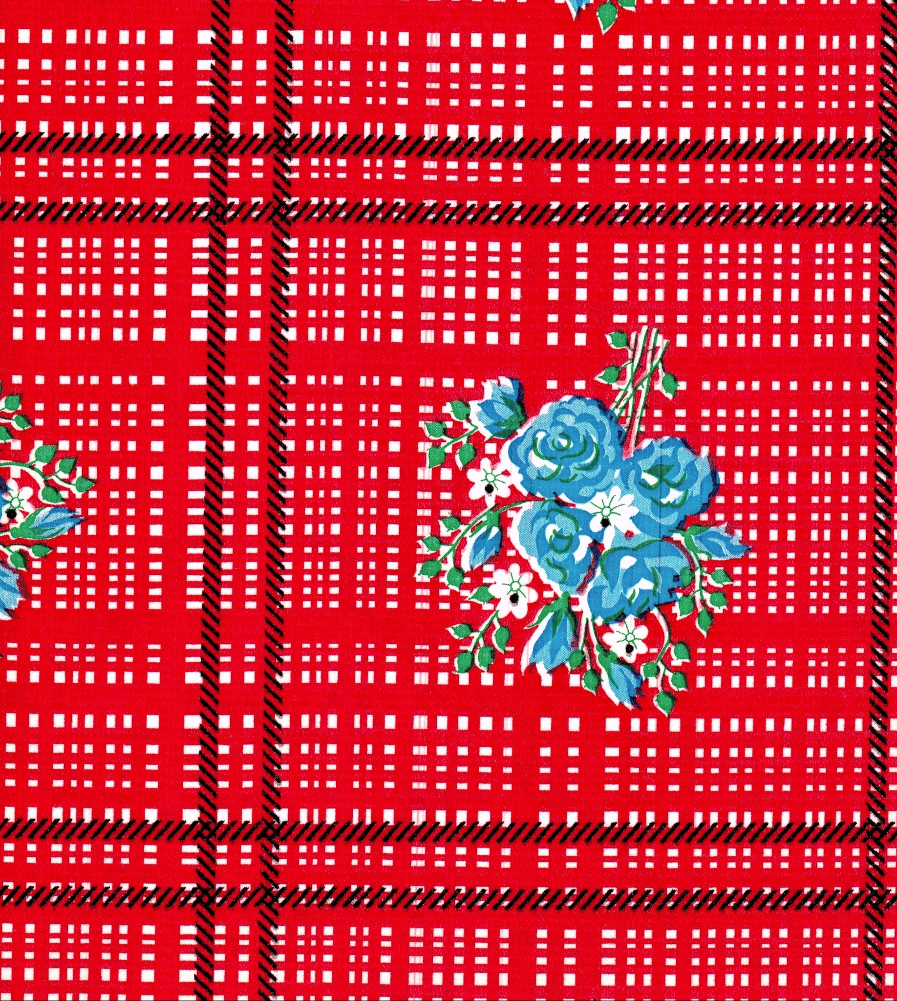 oilcloth by the yard bouquet red swatch