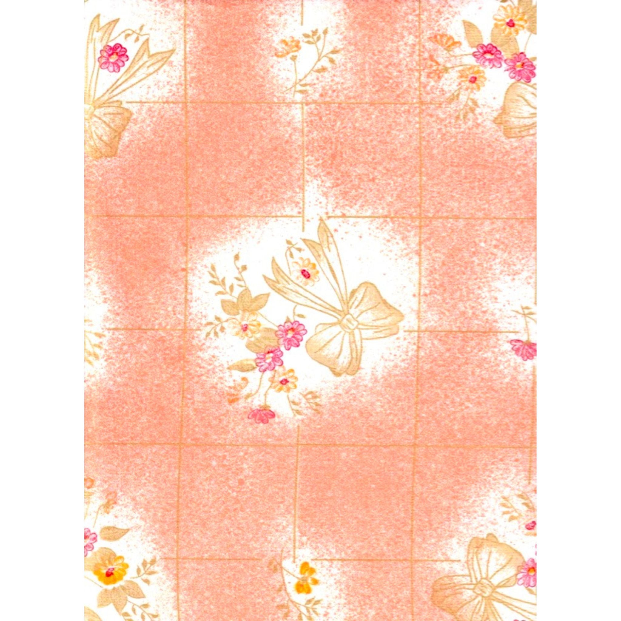 bows and bouquet salmon oilcloth swatch